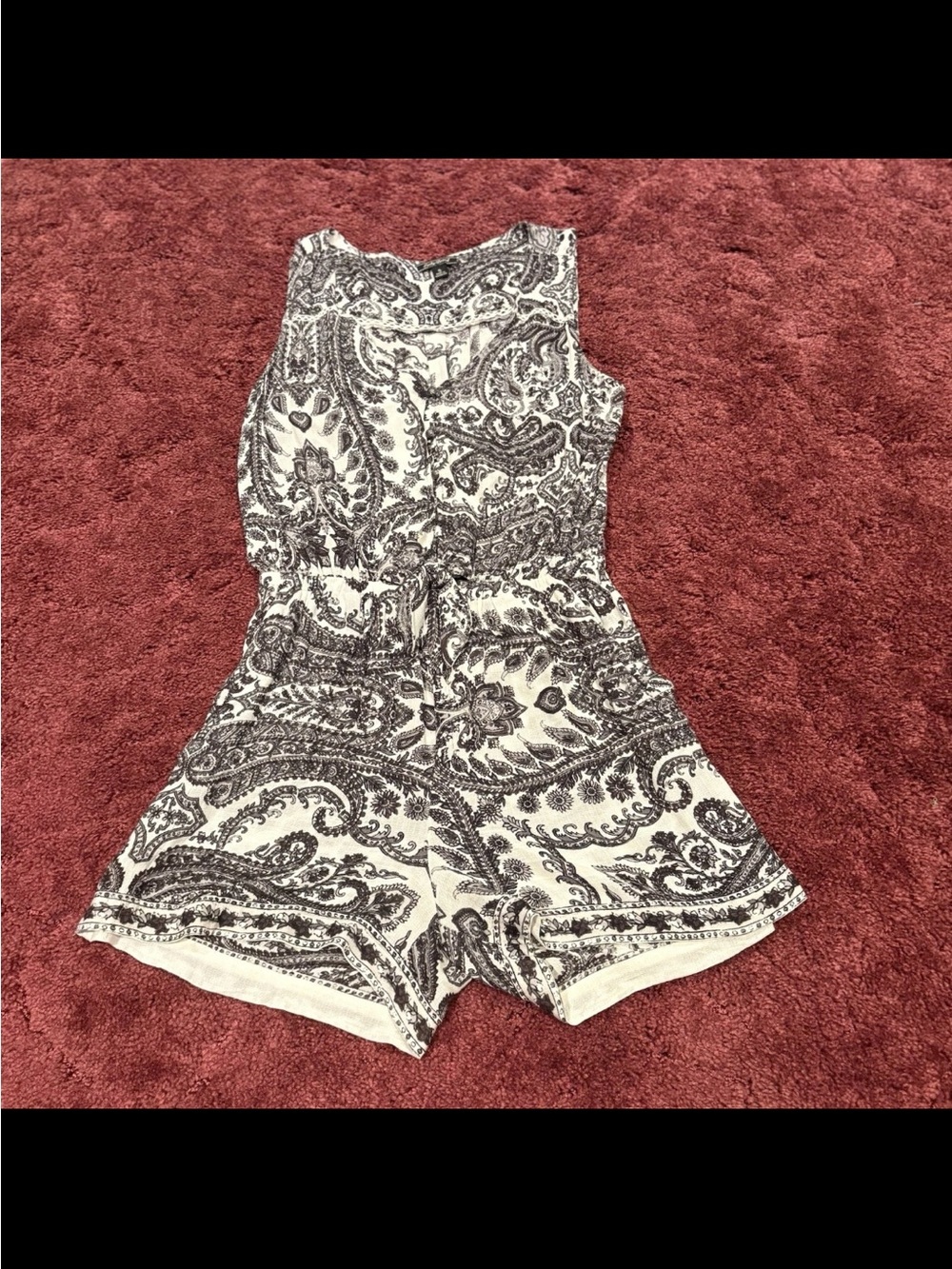 Lucky Brand Black and White Paisley Top